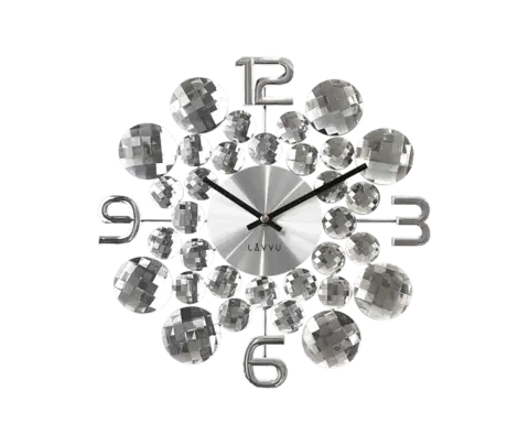 Hodiny Nástenné hodiny LAVVU LCT1030 CRYSTAL Jewel, strieborné, 34 cm