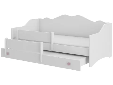Postele NABBI Elisa II detská posteľ s prístelkou a matracmi 80x160 cm biela / ružová