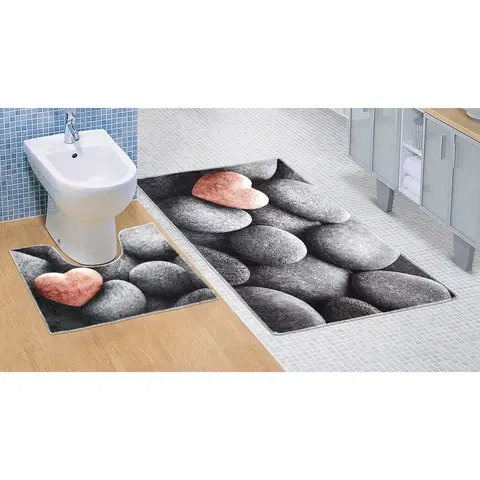 Koberce a koberčeky Bellatex Kúpeľňová predložka Tmavé kamene 3D, 60 x 100 + 60 x 50 cm