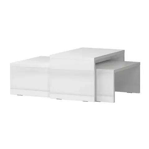 Konferenčné stolíky s úložným priestorom Konferenčný stolík Piano SET2-70/KA/70 lakované crystal white