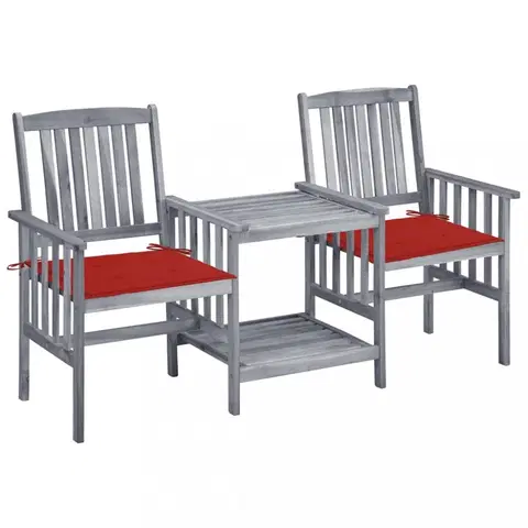 Zahradné stoličky Zaradné stoličky so stolíkom akácia / látka Dekorhome Červená