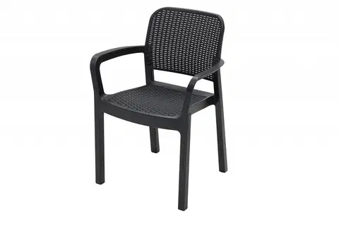 Záhradné stoličky a kreslá DEOKORK Záhradná plastová stolička KARA (antracit)