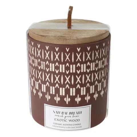 Dekoratívne sviečky Sviečka Natural Breath, prírodný vosk, vôňa Exotic Wood, 205 g