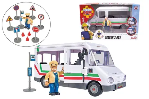 Hračky - dopravné stroje a traktory SIMBA - Požiarnik Sam Trevorov autobus 21 cm