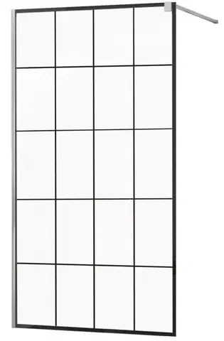 Sprchové dvere MEXEN/S - KIOTO Sprchová zástena WALK-IN 130x200 cm 8 mm, chróm, čierny vzor 1 800-130-101-01-77