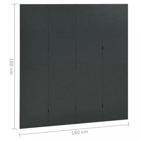 Paravány Paraván oceľ antracit Dekorhome 160x180 cm (4-dielny)