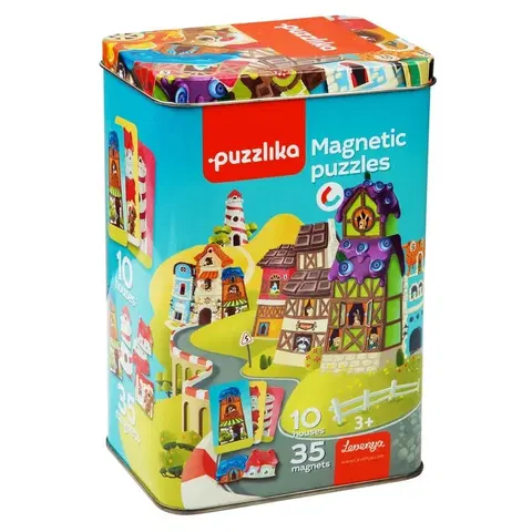 Hračky puzzle PUZZLIKA - 13470 Magnetické domčeky - magnetická hra 35 dielikov a 10 predlôh