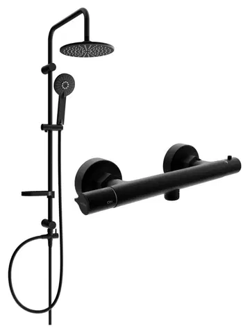 Sprchy a sprchové panely MEXEN/S - Carl sprchový stĺp vrátane sprchovej termostatickej batérie Slim, čierna 77105240-70