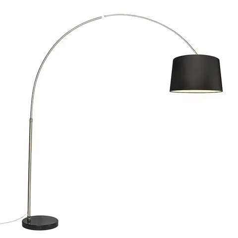 Oblúkové lampy Oblúková lampa oceľová látková tienidlo čierna 45 cm - XXL