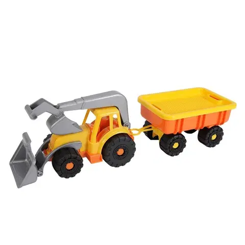 Hračky na záhradu ANDRONI - Traktorový nakladač s vlekom Power Worker - dĺžka 58 cm oranžový