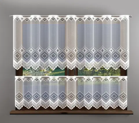 Záclony Hotová záclona, LUNA, vitrážka, biela 250 x 40 + 250 x 60 cm