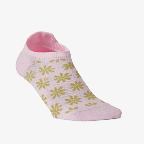 ponožky Ponožky na fitnes a kardio členkové 3 páry zeleno-ružové s potlačou
