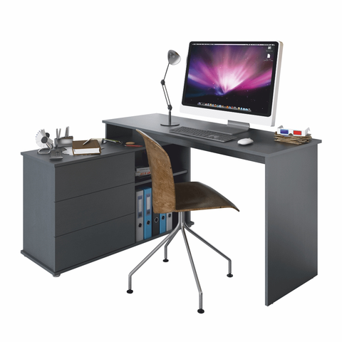 Písacie a pracovné stoly KONDELA Terino L/P univerzálny rohový pc stôl grafit
