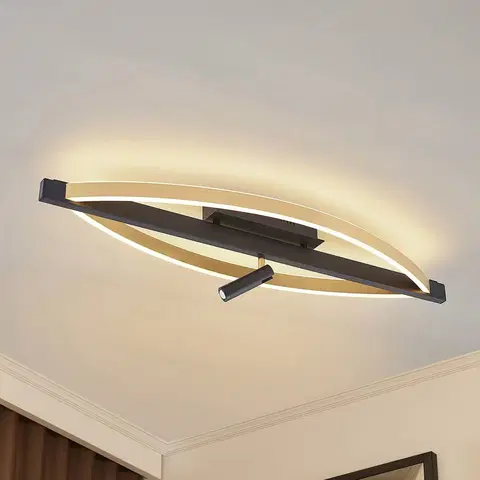 Stropné svietidlá Lucande Lucande Matwei stropné LED svetlo, oválna, mosadz