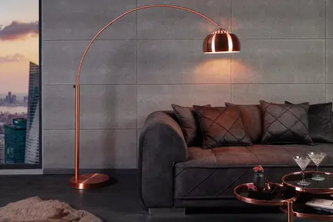 Stojace lampy LuxD 16777 Dizajnová stojanová lampa Arch medená Stojanové svietidlo