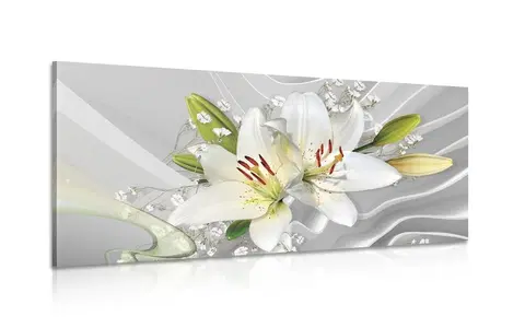 Obrazy kvetov Obraz biela ľalia na zaujímavom pozadí