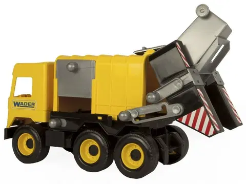 Hračky - dopravné stroje a traktory WADER -  Middle Truck smetiar - žltý