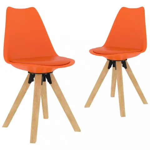 Jedálenské stoličky a kreslá Jedálenská stolička 2 ks plast / umelá koža / buk Dekorhome Oranžová