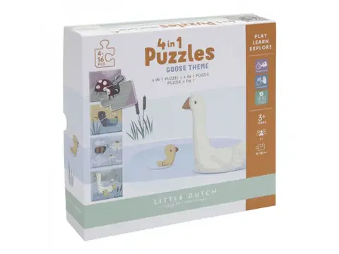 Hračky puzzle LITTLE DUTCH - Puzzle 4v1 Husa
