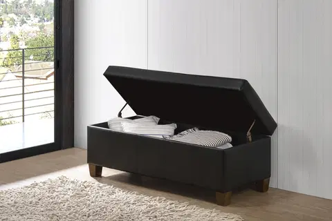 Taburetky do obývačky TRACK taburetka s úložným priestorom, čierna
