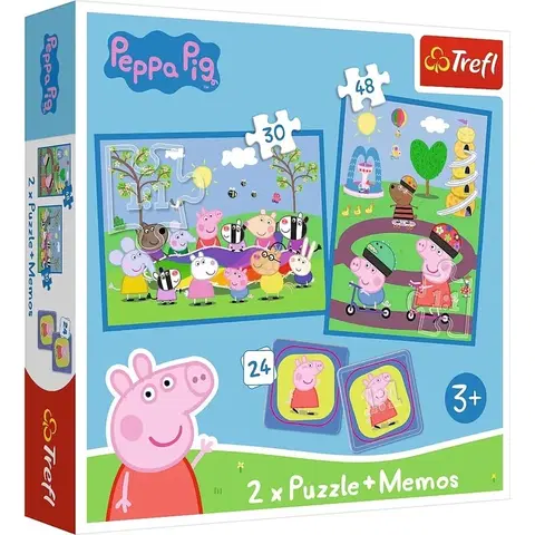 Hračky puzzle TREFL - Puzzle 2v1 + pexeso - Šťastné chvíle s prasiatkom Peppa / Peppa Pig