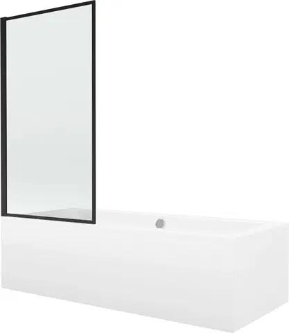 Sprchové dvere MEXEN/S - Cube obdĺžniková vaňa 180 x 80 cm s panelom + vaňová zástena 80 cm, čierna vzor 550518080X9308017070