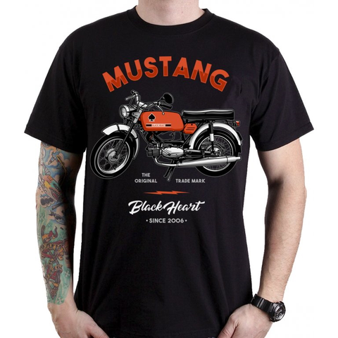Pánske tričká Tričko BLACK HEART Mustang čierna - M
