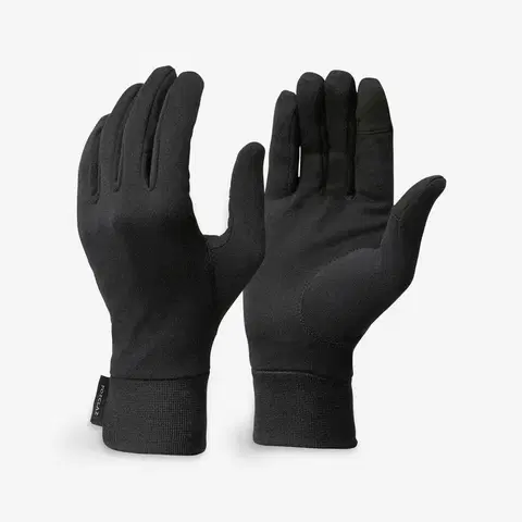 kemping Spodné trekingové rukavice MT500 hodvábne čierne