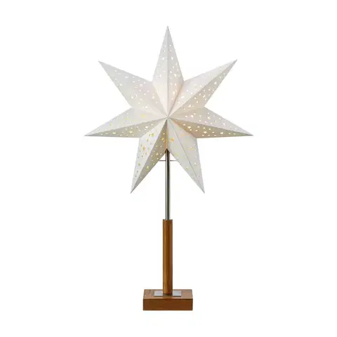 Vianočné svetelné hviezdy Markslöjd Stojaca hviezda Solvalla drevený podstavec, biela