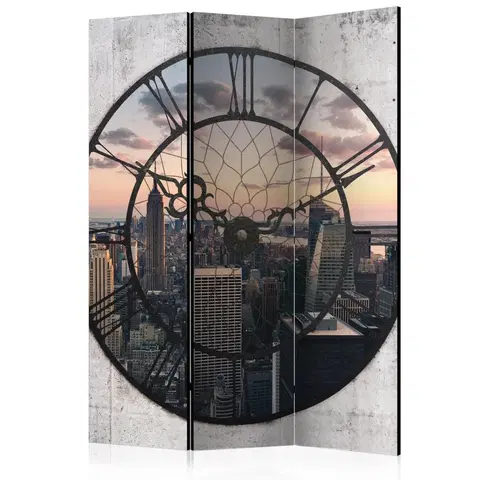 Paravány Paraván NYC Time Zone Dekorhome 135x172 cm (3-dielny)