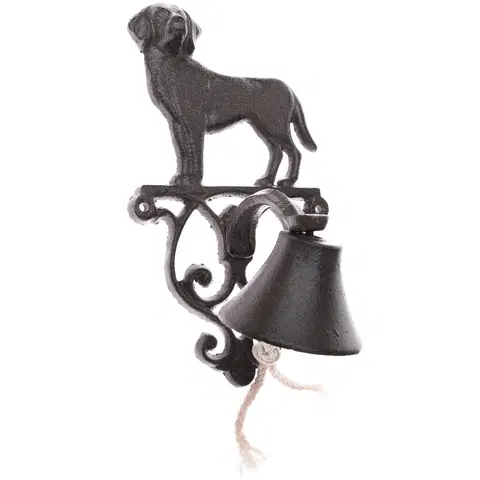 Bytové dekorácie Liatinový zvonček Iron dog, 14 x 24 x 12 cm