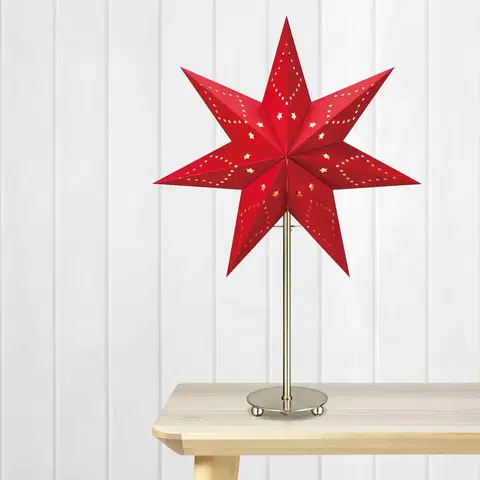 Vianočné svetelné hviezdy Markslöjd Stojaca hviezda Saturnus, sedemcípa, oceľ/červená