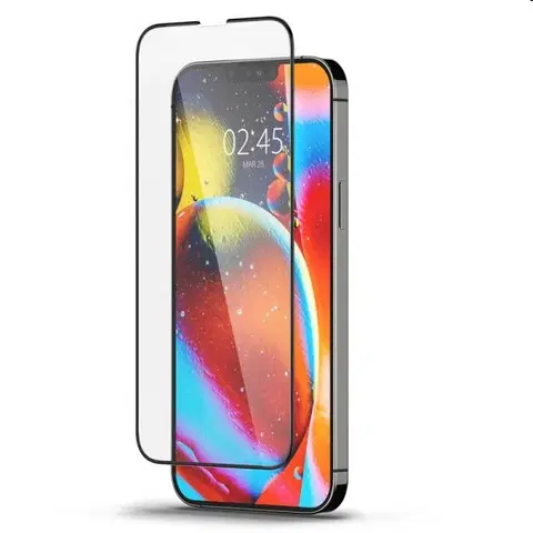 Ochranné fólie pre mobilné telefóny Tvrdené sklo Spigen tR Slim HD pre Apple iPhone 14, 13, 13 Pro, čierna AGL03392