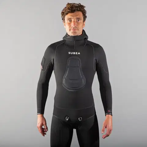 bundy a vesty Pánska neoprénová bunda SPF 900 na podmorský rybolov 5 mm čierna