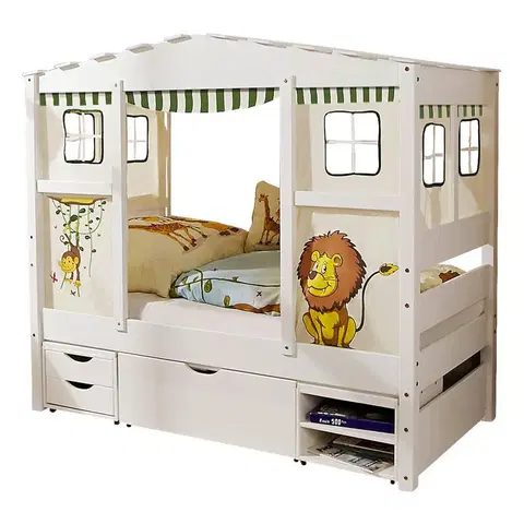 Atypické detské postele Posteľ V Tvare Domčeka Lio Mini Záves Safari