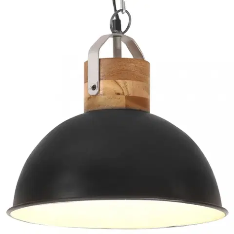 Osvetlenie Závesná lampa 32 cm kov / mangovník Dekorhome Čierna