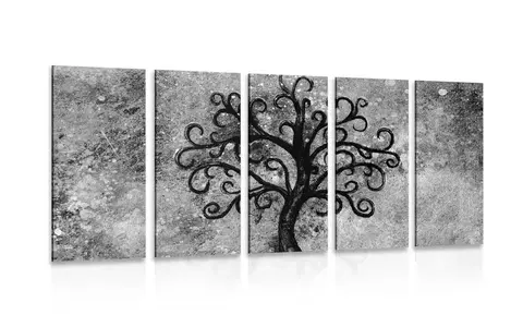 Čiernobiele obrazy 5-dielny obraz čiernobiely strom života