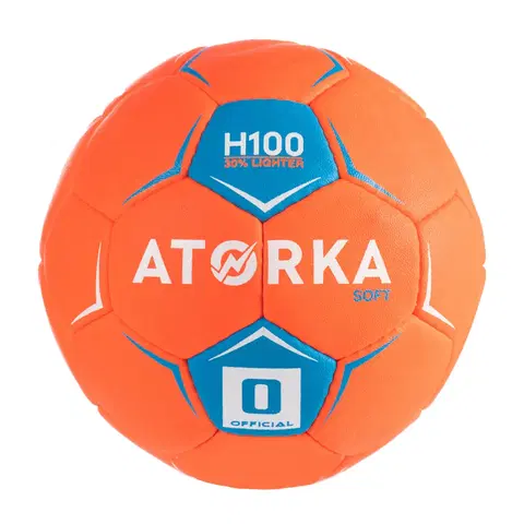 hádzan Detská lopta na hádzanú H100 soft T0 oranžovo-modrá