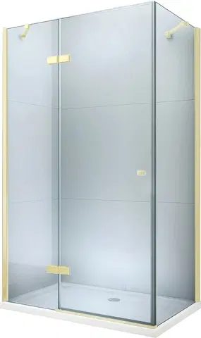 Vane MEXEN/S - Roma sprchovací kút 80x70 cm, kyvný, číre sklo, zlatá + vanička 854-080-070-50-00-4010