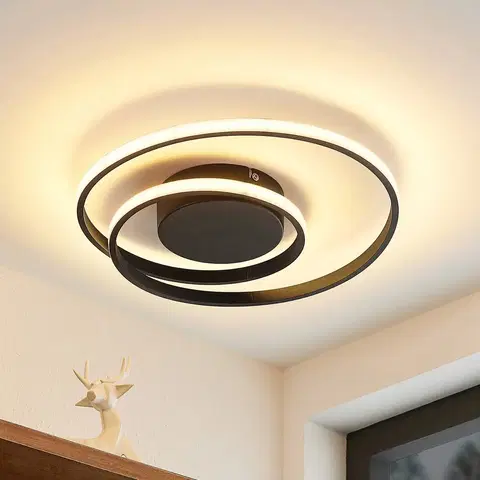 Stropné svietidlá Lindby Lindby stropné LED Emisua CCT stmievateľné čierne