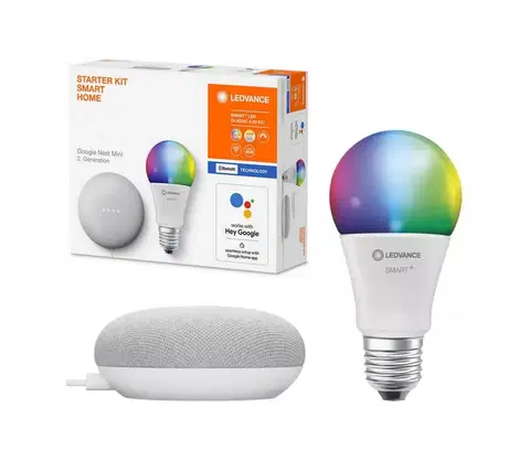 LED osvetlenie Ledvance Ledvance - Inteligentný reproduktor Google Nest Mini + LED RGBW žiarovka SMART+ 