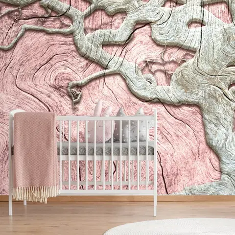 Tapety príroda Tapeta abstraktný strom na dreve s ružovým kontrastom