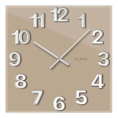 Hodiny Sklenené štvorcové nástenné hodiny, hnedé VCT1107 Glassico 40cm