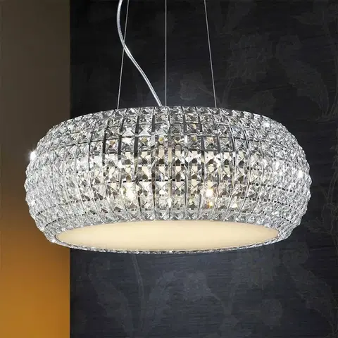 Závesné svietidlá Schuller Valencia Závesná lampa Diamond s krištáľmi, okrúhle 54 cm