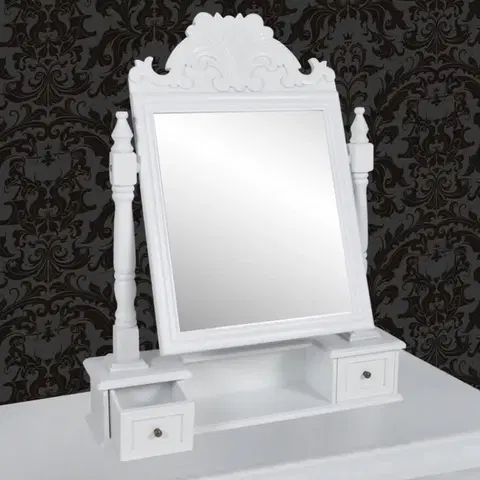Toaletné Toaletný stolík so zrkadlom biela Dekorhome