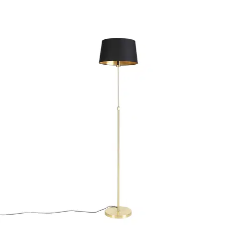 Stojace lampy Stojatá lampa zlatá / mosadz s čiernym tienidlom nastaviteľným na 35 cm - Parte