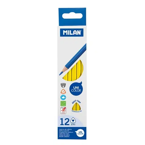 Hračky MILAN - Pastelky Ergo Grip trojhranné 12 ks, Tropical Yellow