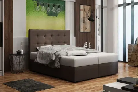 Manželské postele BONEMI 1 čalúnená manželská posteľ 140 x 200 cm, hnedá COSMIC 800
