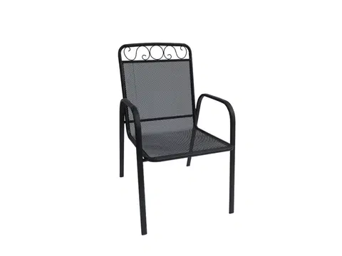 Záhradné stoličky BABU záhradné kovové kreslo, čierna