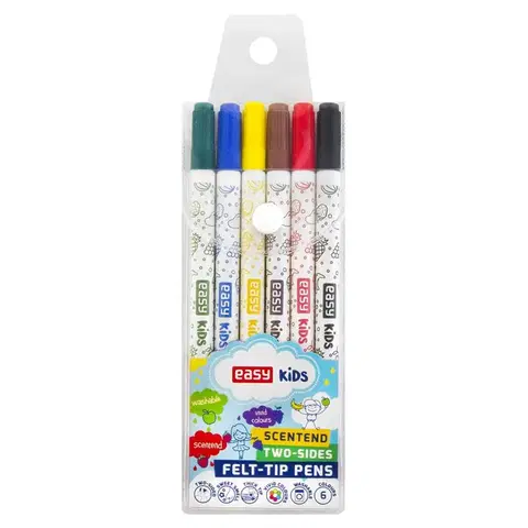 Hračky EASY - Fixy s vôňou obojstranné, 6 farieb, vyprateľné